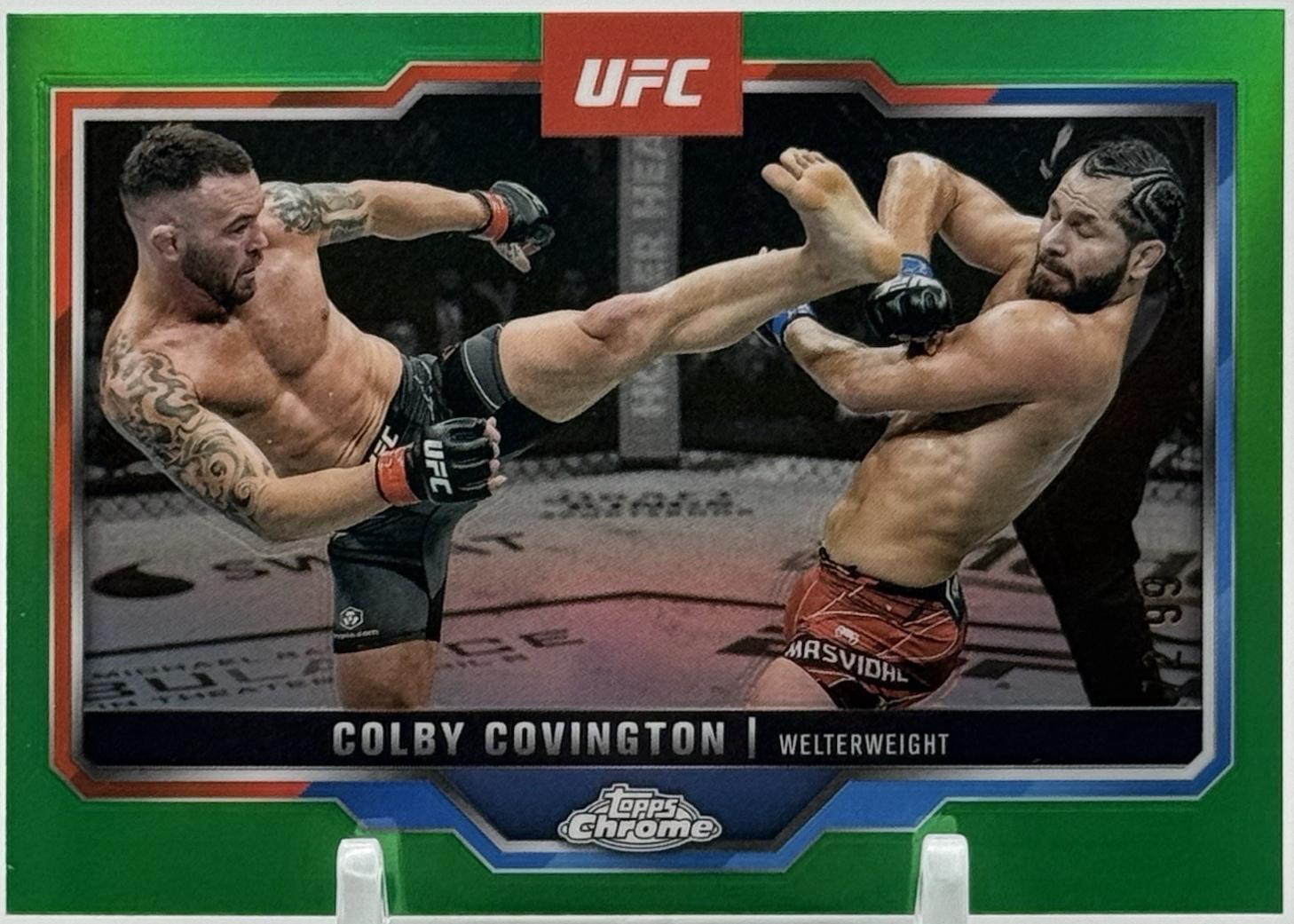 Colby Covington 2025 Topps Chrome UFC Base #154 Green Refractor