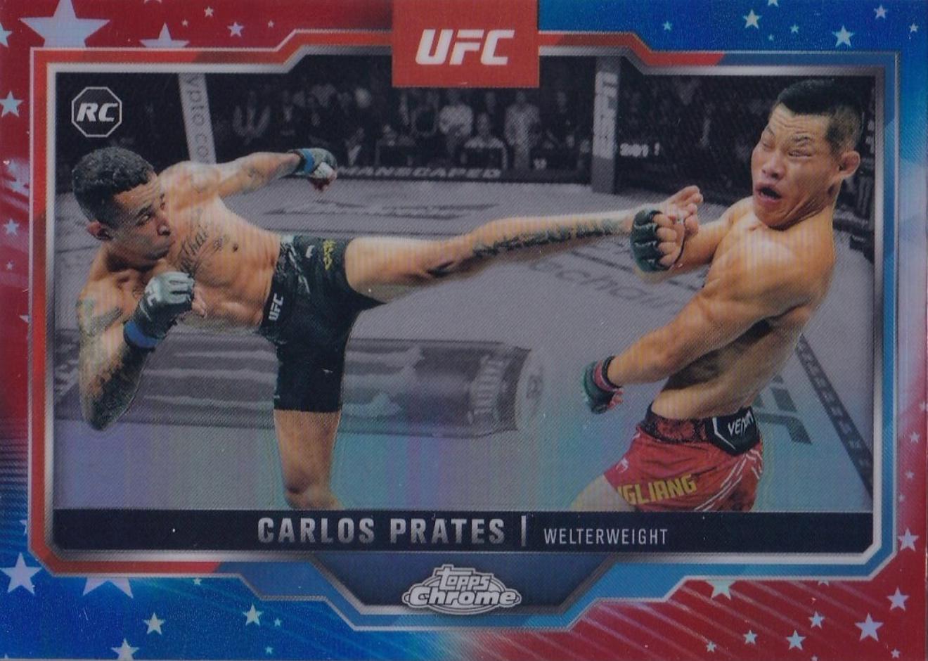 Carlos Prates 2025 Topps Chrome UFC Base #40 Red & Blue Refractor