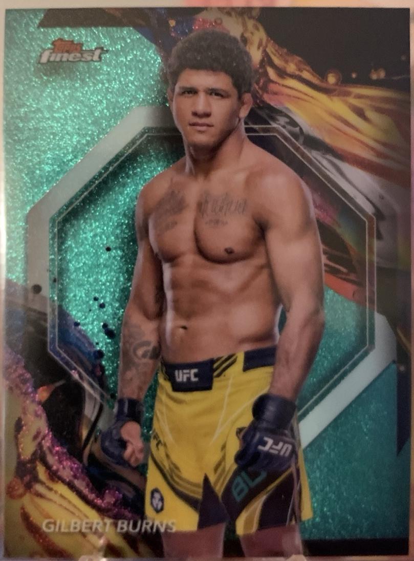 Gilbert Burns 2024 Topps Finest UFC Base Uncommon #188 Aqua Glitter Refractor