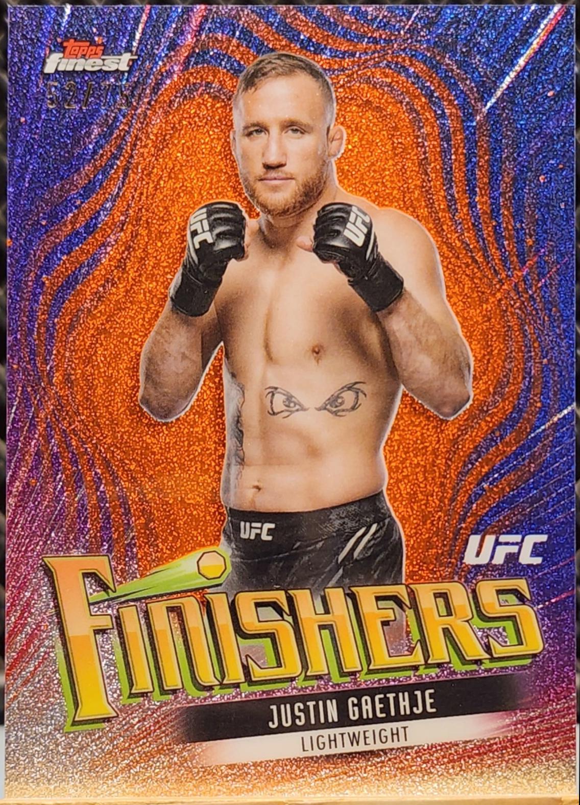 Justin Gaethje 2024 Topps Finest UFC Finishers #FIN-9 Yellow Glitter Refractor