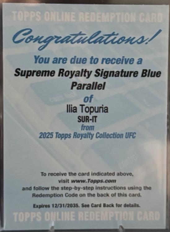 Ilia Topuria 2025 Topps Royalty UFC Supreme Royalty Signatures #SUR-IT Platinum
