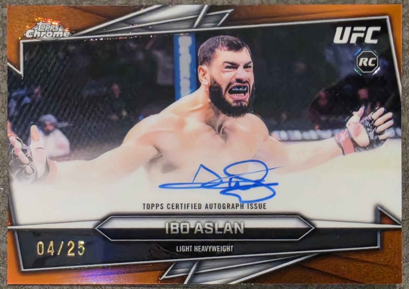 Ibo Aslan 2026 Topps Chrome UFC Base Autographs #BAV-IA Orange Refractor