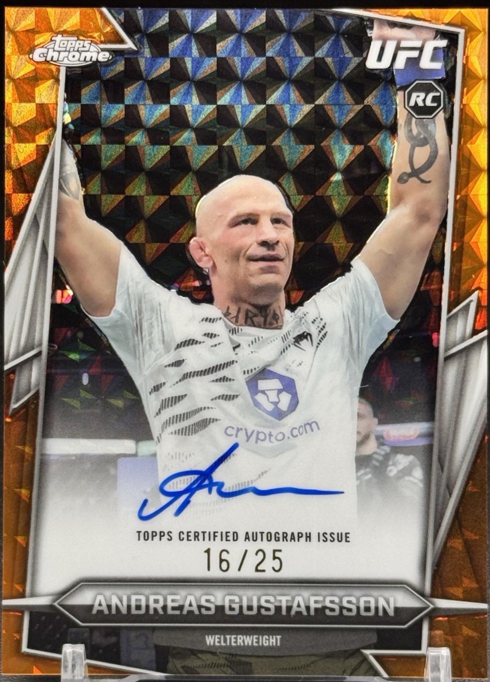 Andreas Gustafsson 2026 Topps Chrome UFC Base Autographs #BAV-AN Orange Geometric Refractor