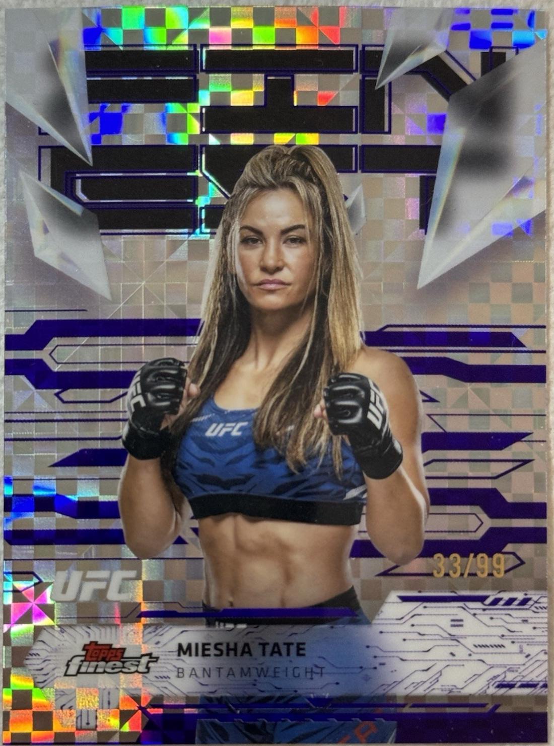 Miesha Tate 2025 Topps Finest UFC Base Uncommon #165 Purple Checkerboard Refractor
