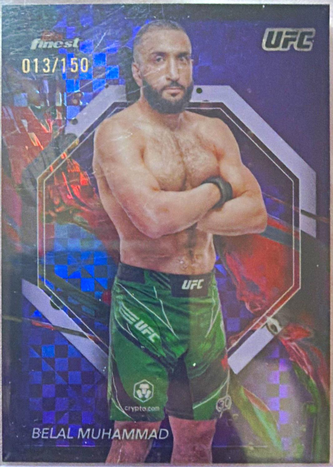 Belal Muhammad 2024 Topps Finest UFC Base Common #37 Purple Checkerboard Refractor