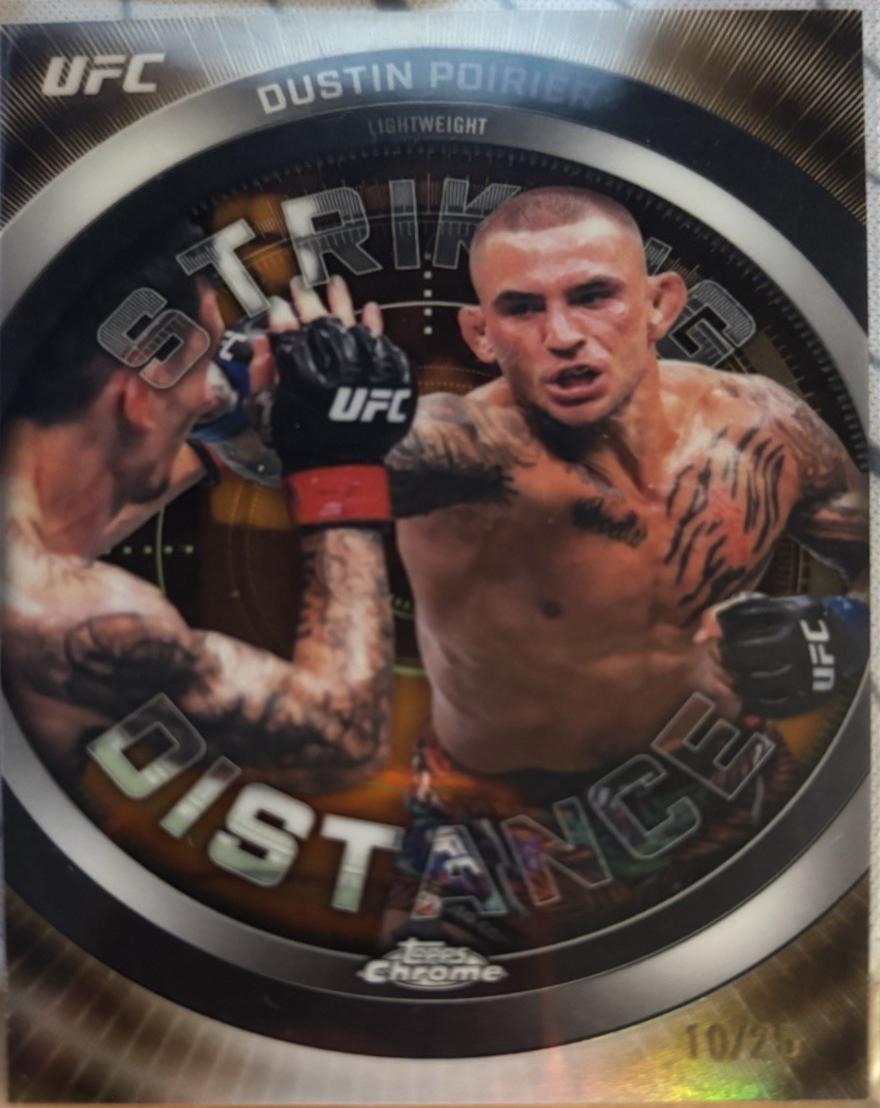 Dustin Poirier 2026 Topps Chrome UFC Striking Distance #SD-13 Red Refractor