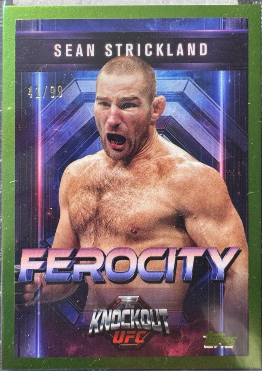 Sean Strickland 2025 Topps Knockout UFC Ferocity #FE-8 Lime Green