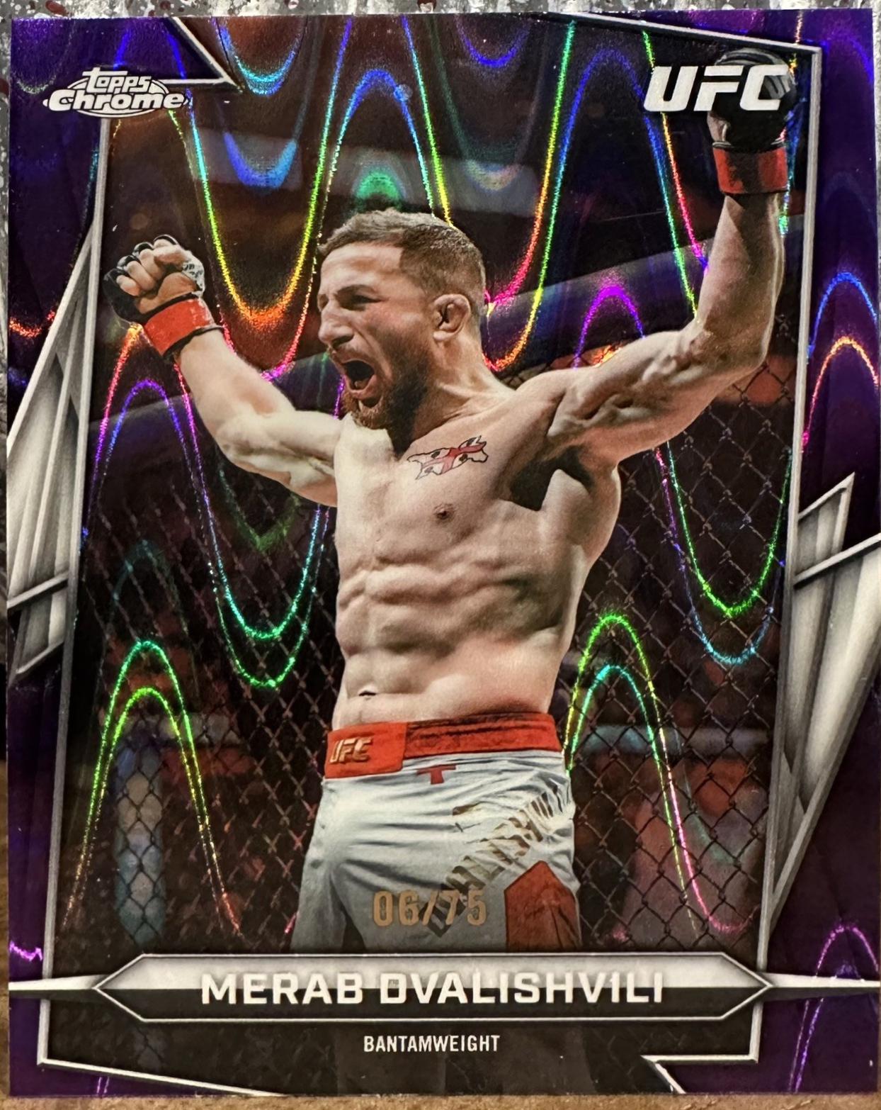 Merab Dvalishvili 2026 Topps Chrome UFC Base #50 Purple Ray Wave Refractor