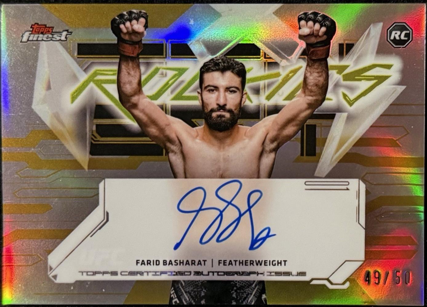 Farid Basharat 2025 Topps Finest UFC Finest Rookie Autographs #FRA-FB Gold Refractor