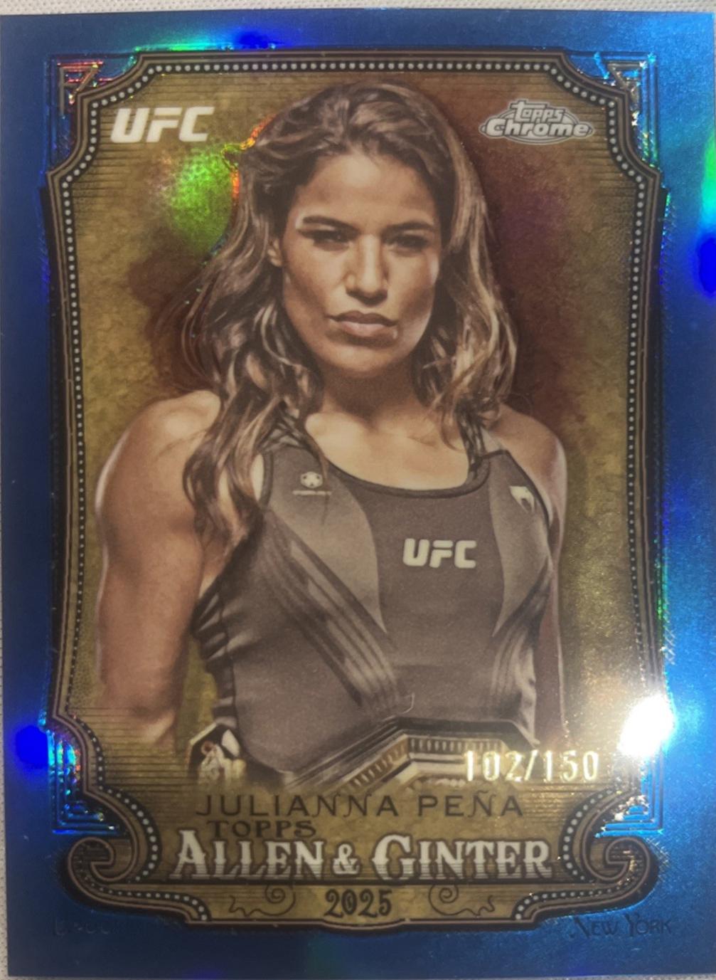 Julianna Peña 2025 Topps Chrome UFC Allen & Ginter #AAG-5 Blue Refractor