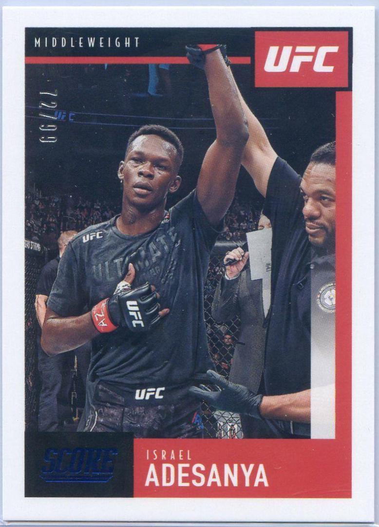 Israel Adesanya 2021 Panini Chronicles UFC Base Score #94 Blue