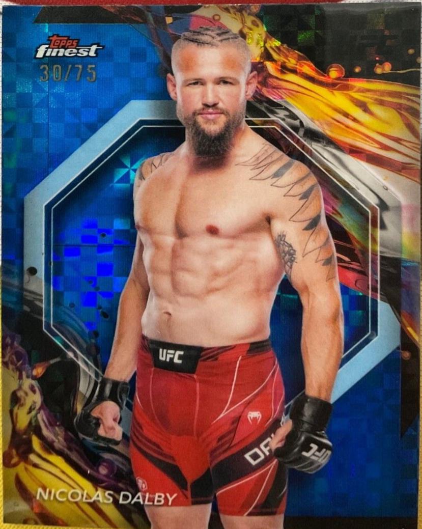 Nicolas Dalby 2024 Topps Finest UFC Base Uncommon #114 Blue Checkerboard Refractor