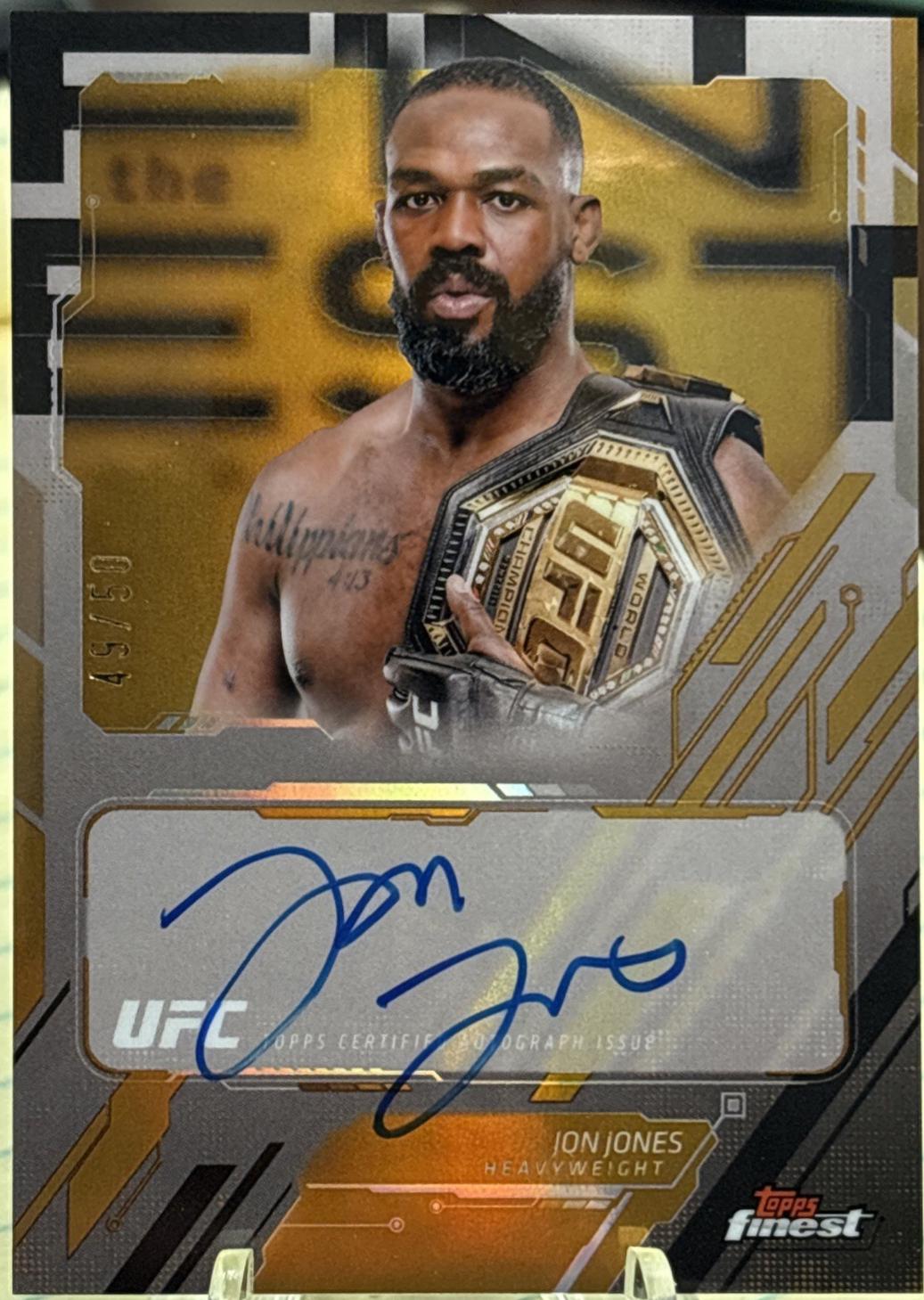 Jon Jones 2025 Topps Finest UFC The Finest #TFA-JJ Gold Refractor