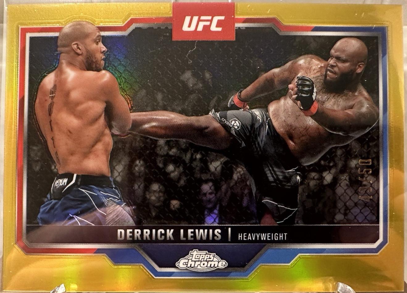 Derrick Lewis 2025 Topps Chrome UFC Base #104 Gold Refractor