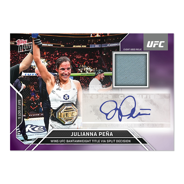 Julianna Peña Topps Now UFC Sticker Autograph Relics #25 Purple