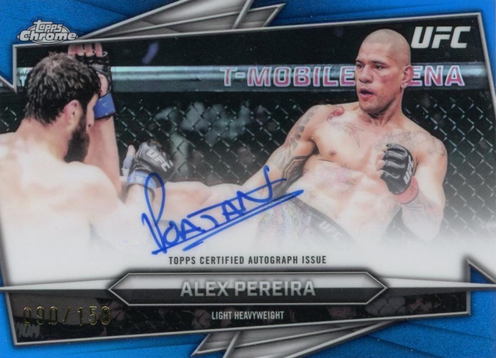 Alex Pereira 2026 Topps Chrome UFC Base Autographs #BAV-AP Blue Refractor
