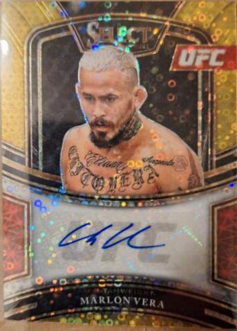 Marlon Vera 2021 Panini Select UFC Signatures #SG-MLV Gold Disco Prizms
