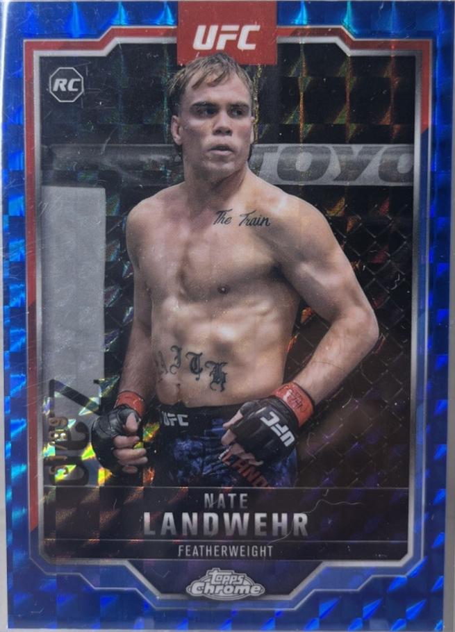 Nate Landwehr 2025 Topps Chrome UFC Base #85 Blue Geometric Refractor