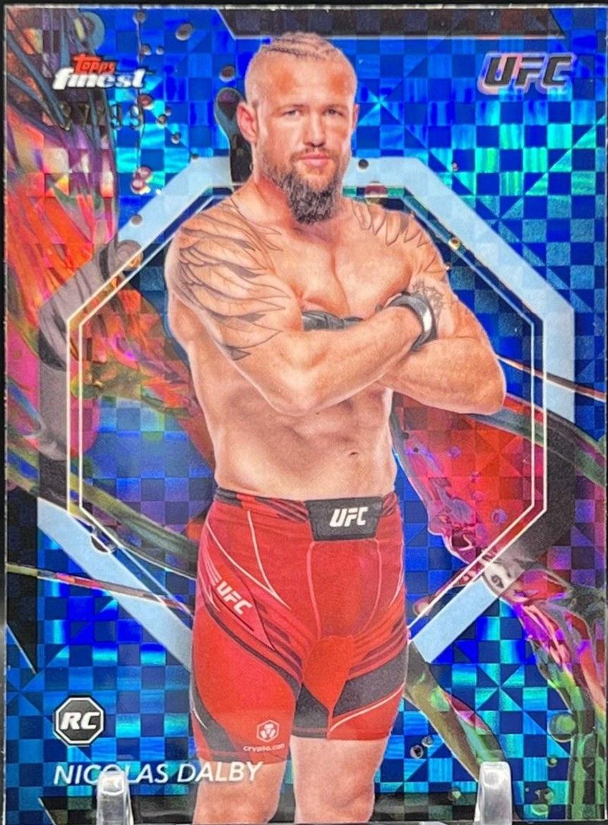 Nicolas Dalby 2024 Topps Finest UFC Base Common #87 Blue Checkerboard Refractor