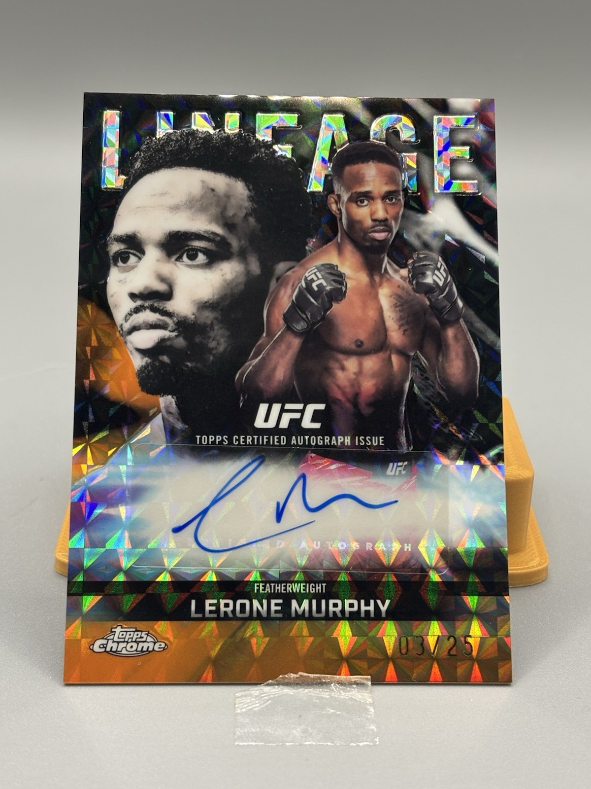Lerone Murphy 2026 Topps Chrome UFC Chrome Lineage Autographs #CCA-LM Orange Geometric Refractor