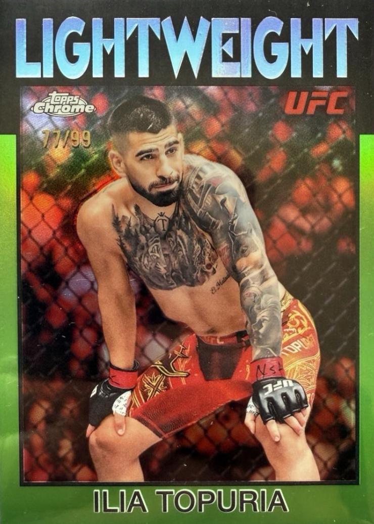 Ilia Topuria 2026 Topps Chrome UFC 1986 Topps #86-5 Green Refractor