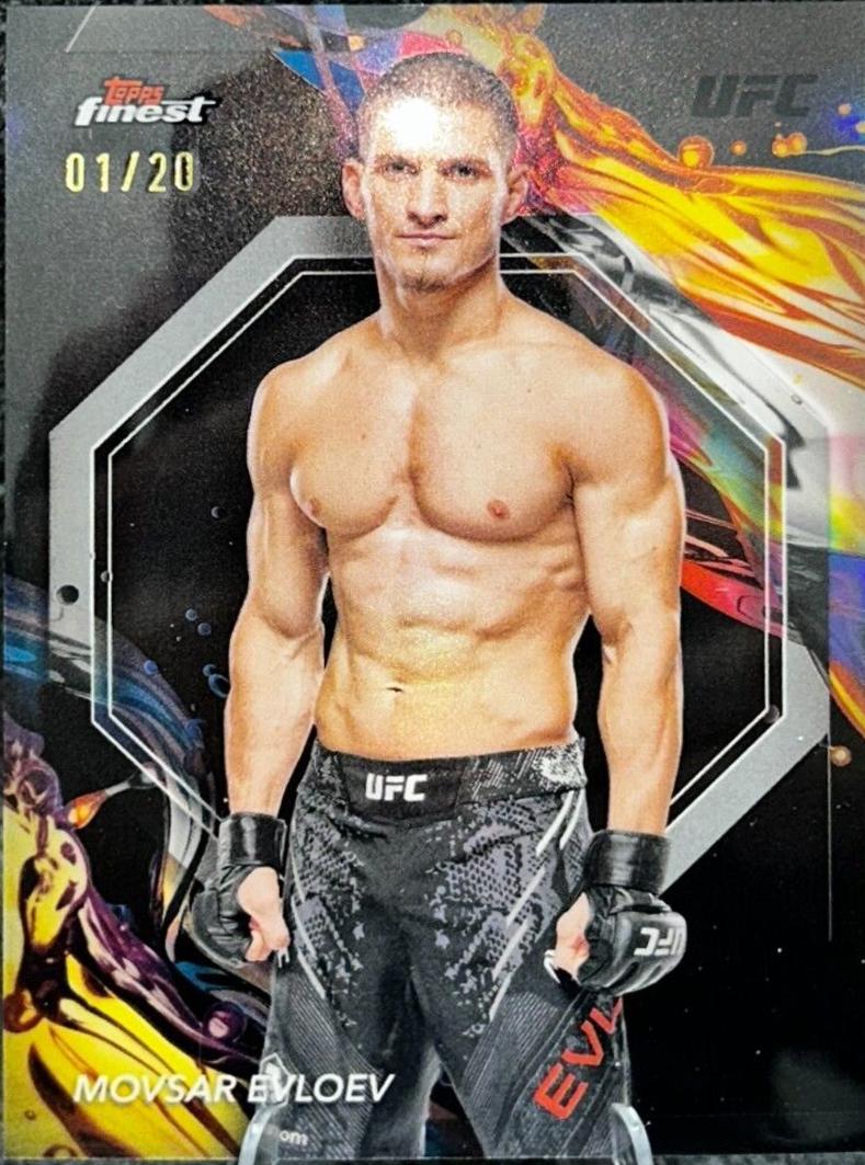 Movsar Evloev 2024 Topps Finest UFC Base Uncommon #174 Tangerine Glitter Refractor