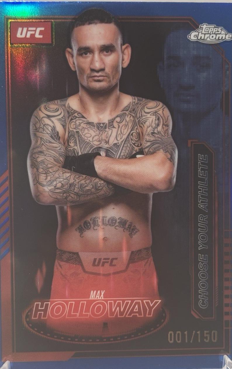 Max Holloway 2025 Topps Chrome UFC Mission Control #MCL-16 Blue Refractor