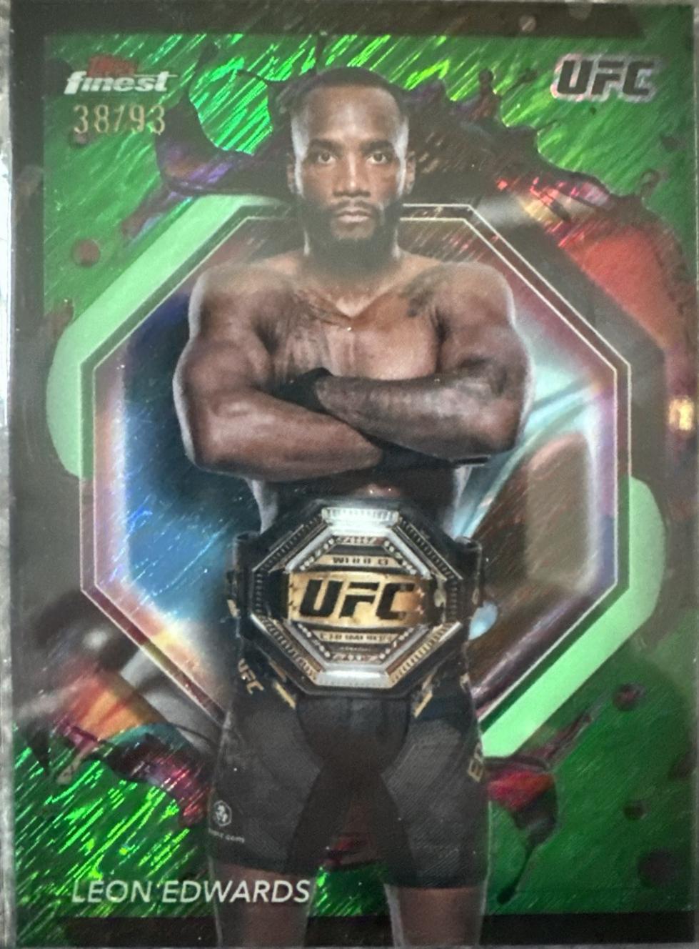 Leon Edwards 2024 Topps Finest UFC Base Rare #284 Green Shimmer Refractor