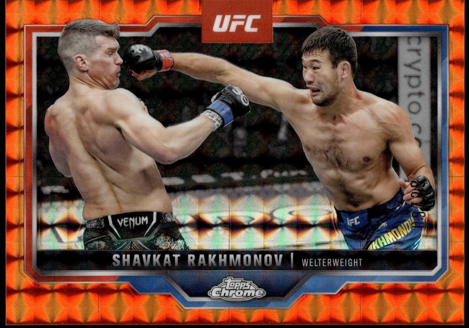Shavkat Rakhmonov 2025 Topps Chrome UFC Base #125 Orange Geometric Refractor