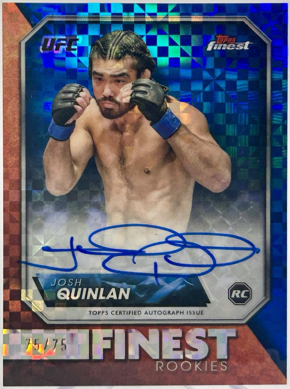 Josh Quinlan 2024 Topps Finest UFC Rookie Finest Autographs #RFA-JQ Blue Checkerboard Refractor