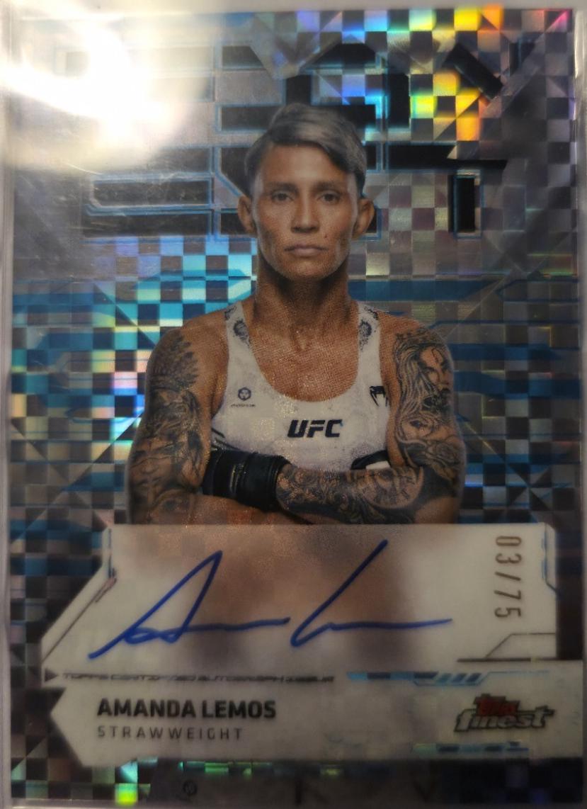 Amanda Lemos 2025 Topps Finest UFC Finest Autographs #FA-AL Blue Checkerboard Refractor