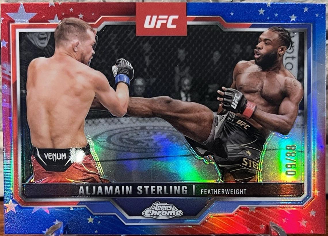 Aljamain Sterling 2025 Topps Chrome UFC Base #64 Red & Blue Refractor