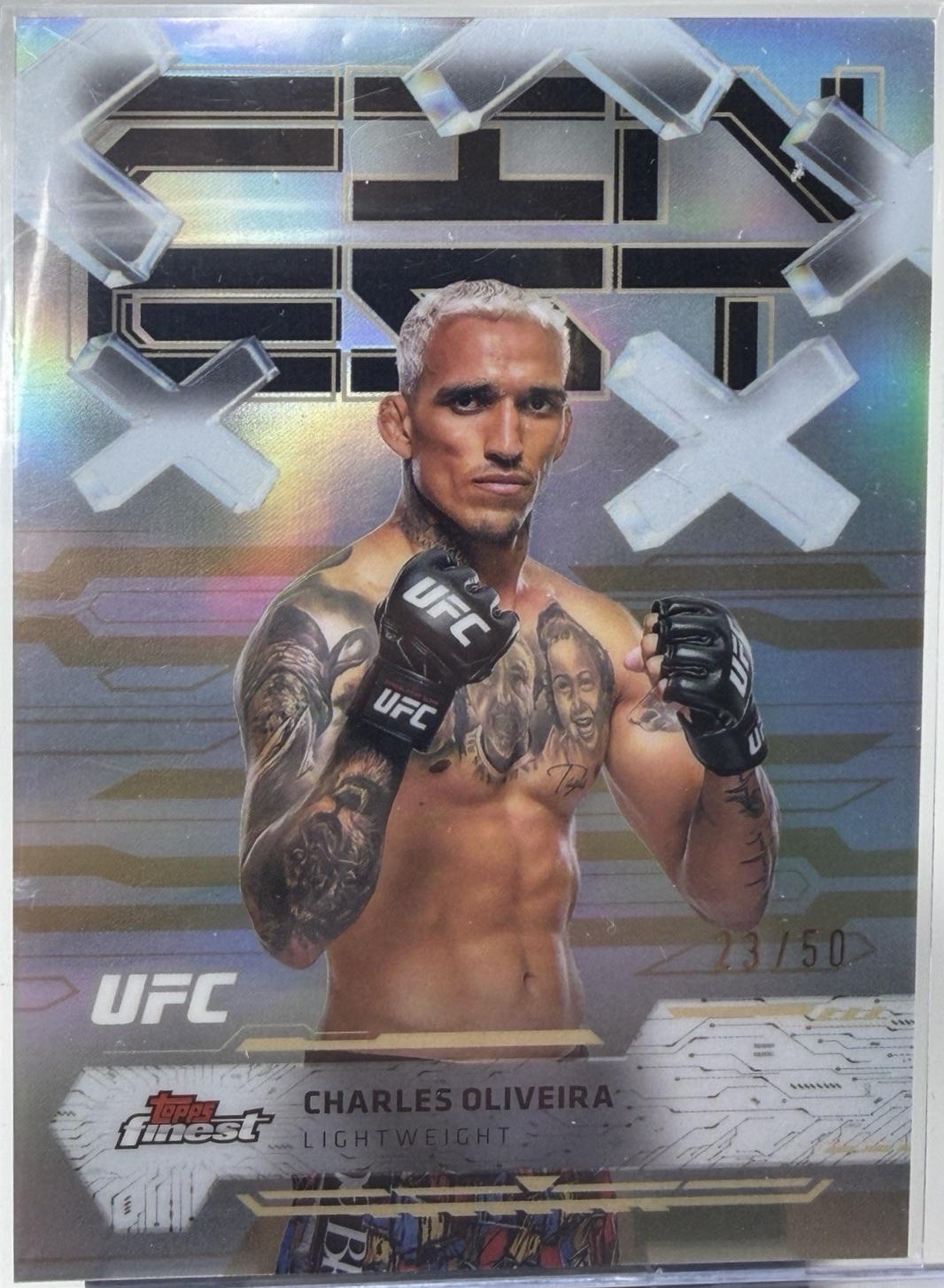 Charles Oliveira 2025 Topps Finest UFC Base Common #85 Gold Refractor