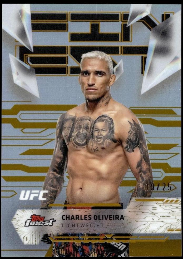 Charles Oliveira 2025 Topps Finest UFC Base Uncommon #189 Gold Refractor