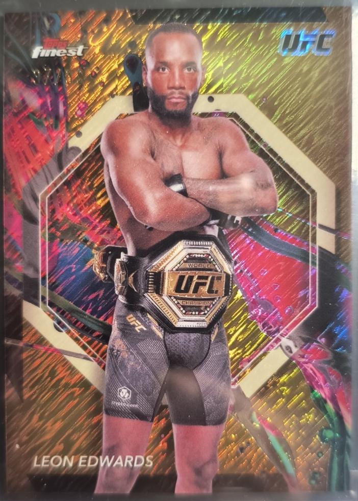 Leon Edwards 2024 Topps Finest UFC Base Common #72 Gold Shimmer Refractor