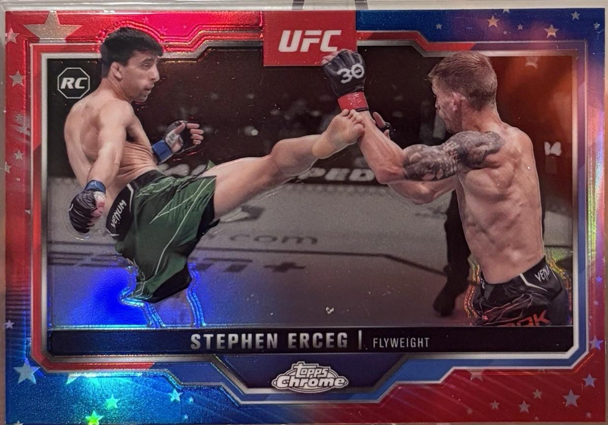 Stephen Erceg 2025 Topps Chrome UFC Base #63 Red & Blue Refractor