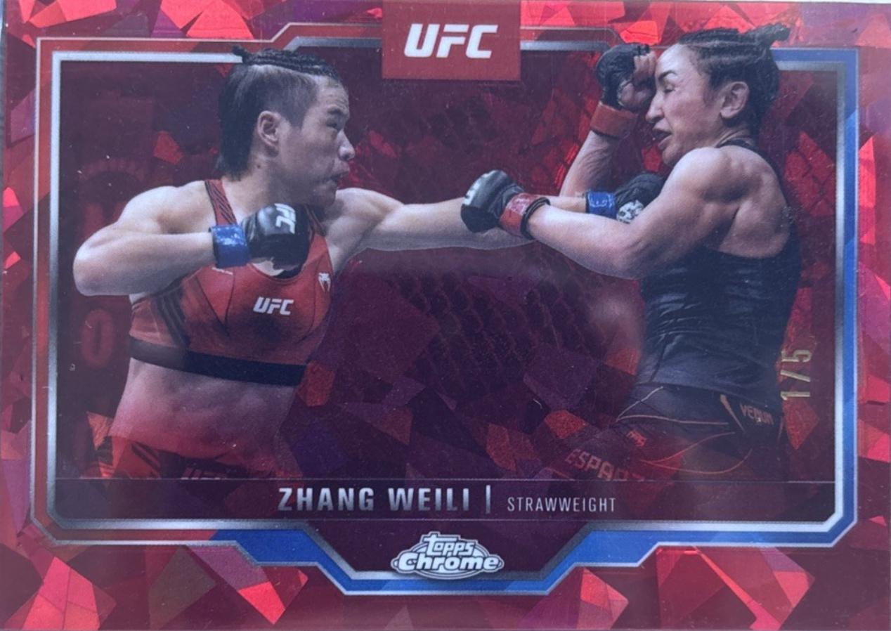 Zhang Weili 2025 Topps Chrome Sapphire UFC Base Sapphire #55 Red Sapphire