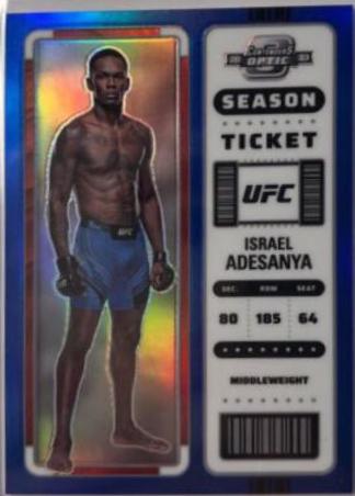 Israel Adesanya 2023 Panini Chronicles UFC Base Contenders Optic Season Ticket #353 Blue