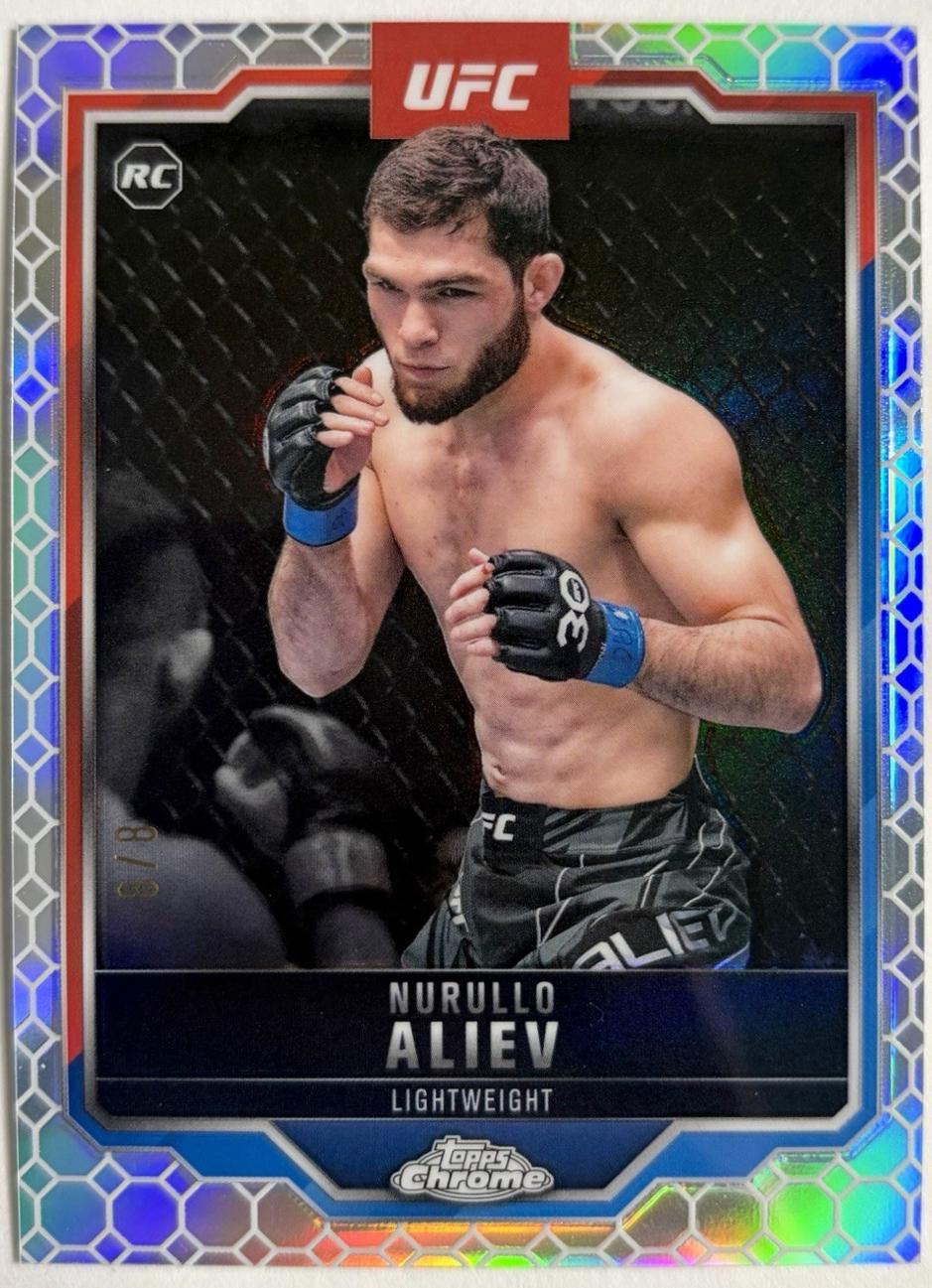 Nurullo Aliev 2025 Topps Chrome UFC Base #105 Black & Gold Refractor