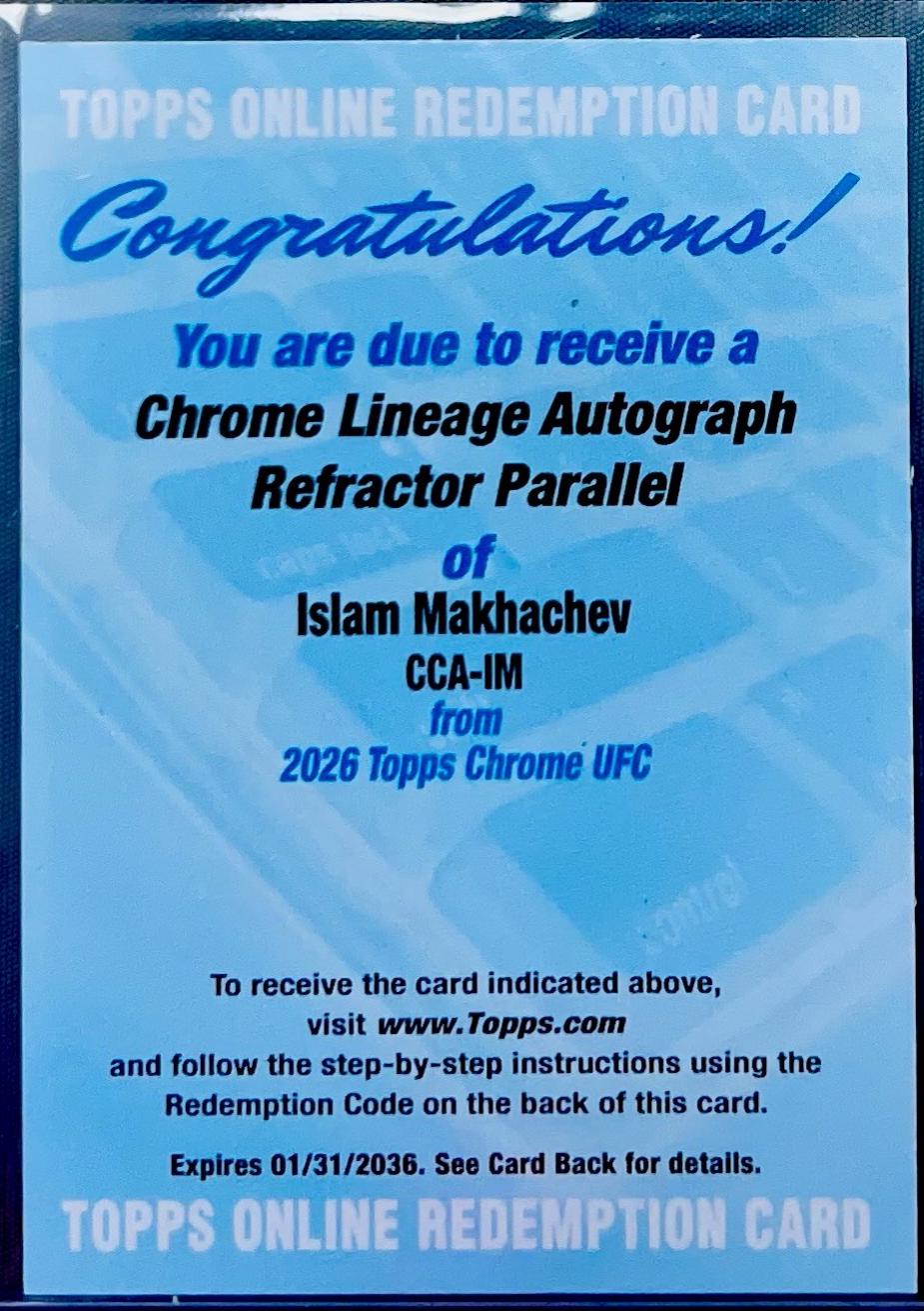 Islam Makhachev 2026 Topps Chrome UFC Chrome Lineage Autographs #CCA-IM Refractor