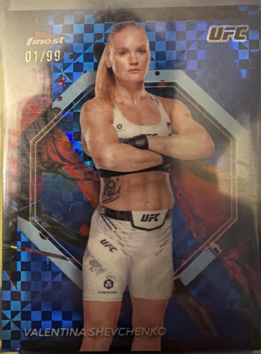 Valentina Shevchenko 2024 Topps Finest UFC Base Common #65 Blue Checkerboard Refractor