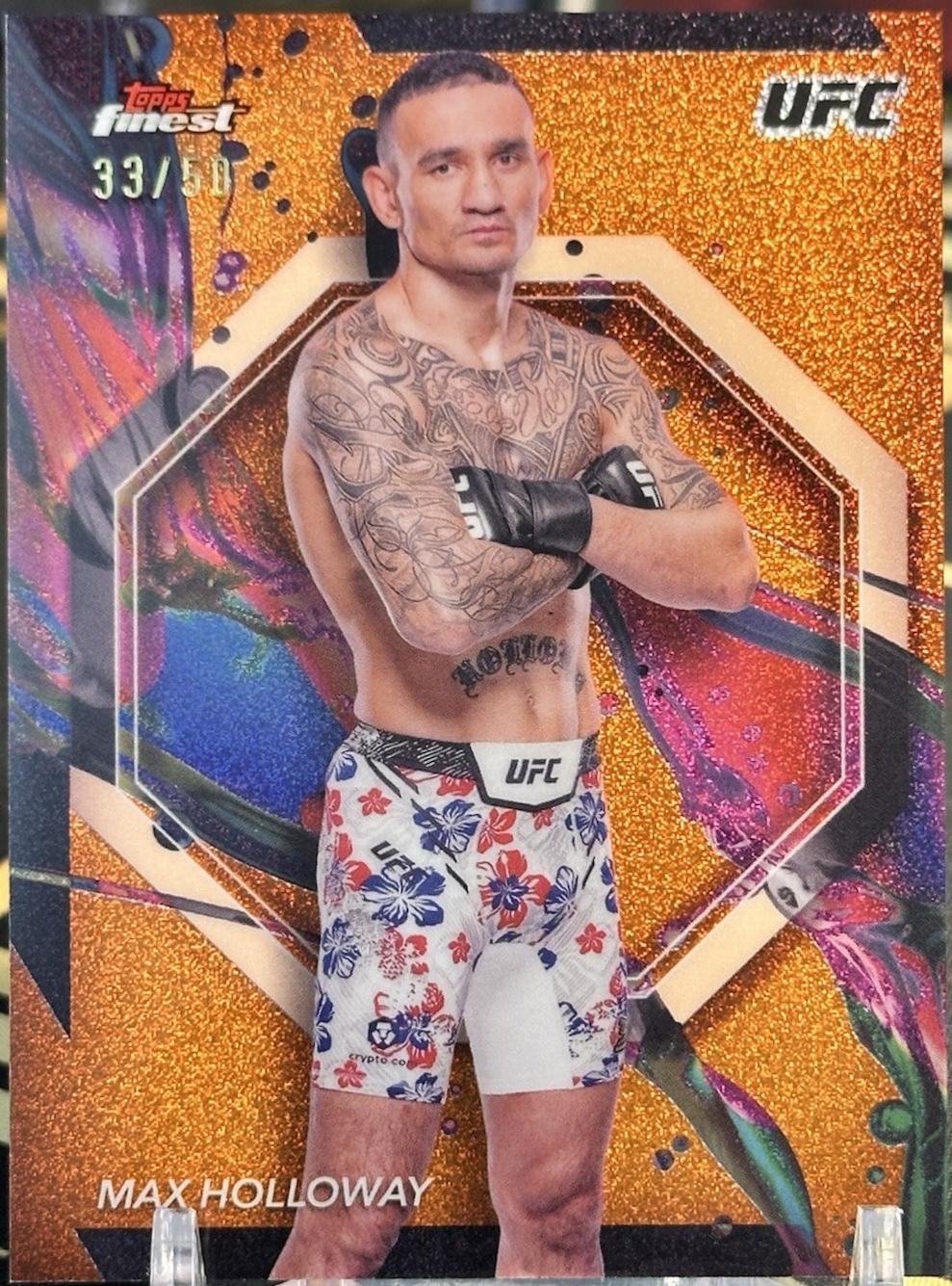 Max Holloway 2024 Topps Finest UFC Base Common #31 Tangerine Glitter Refractor