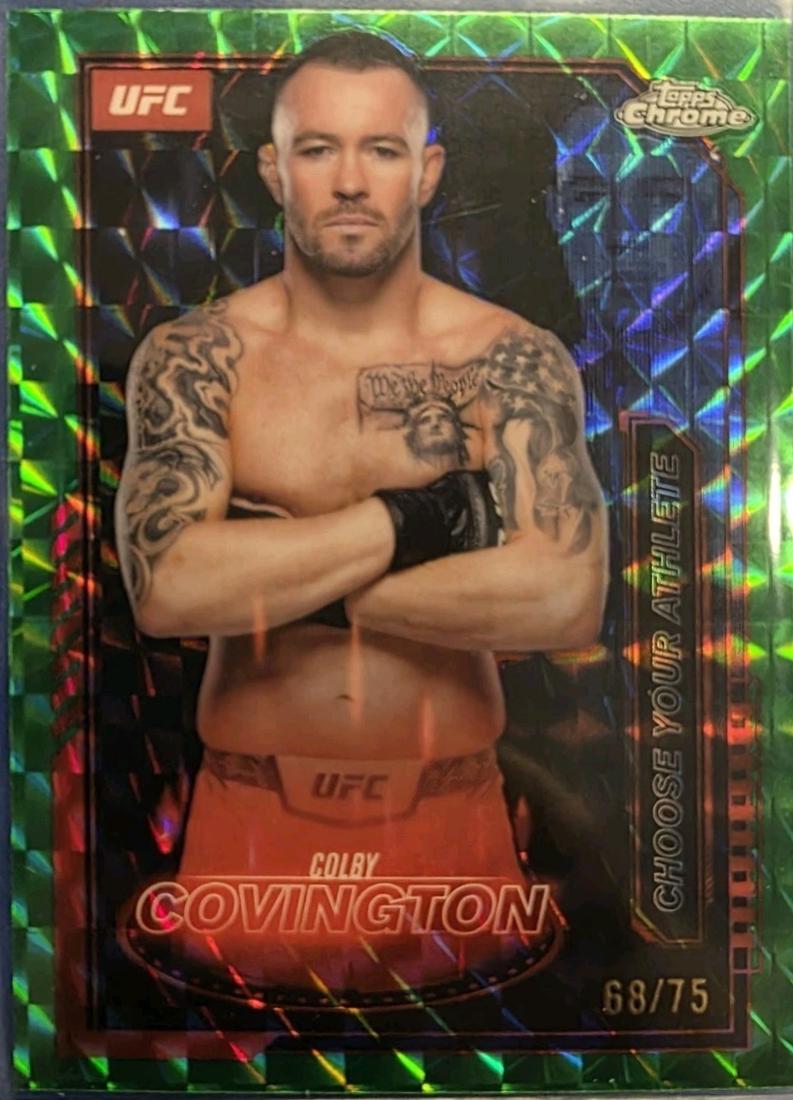 Colby Covington 2025 Topps Chrome UFC Mission Control #MCL-13 Geometric Green Refractor