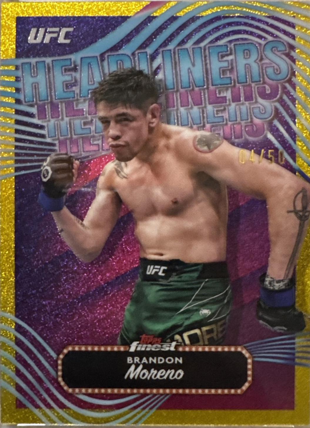 Brandon Moreno 2024 Topps Finest UFC Headliners #HDL-10 Gold Refractor