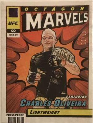 Charles Oliveira 2022 Panini Donruss UFC Octagon Marvels #1 Press Proof Purple