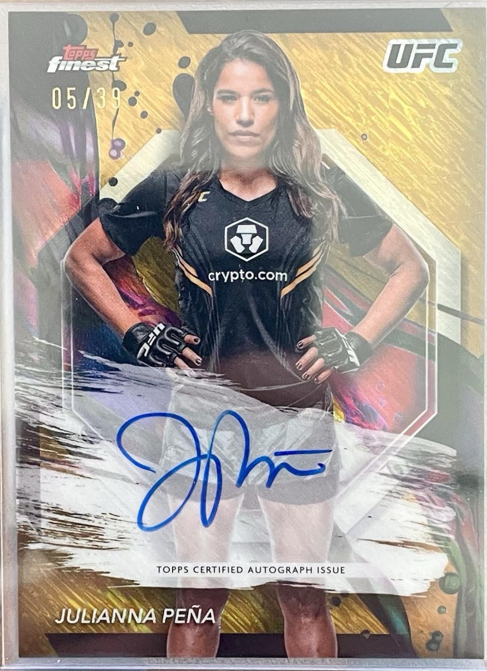 Julianna Peña 2024 Topps Finest UFC Finest Autographs #FA-JPA Gold Shimmer Refractor