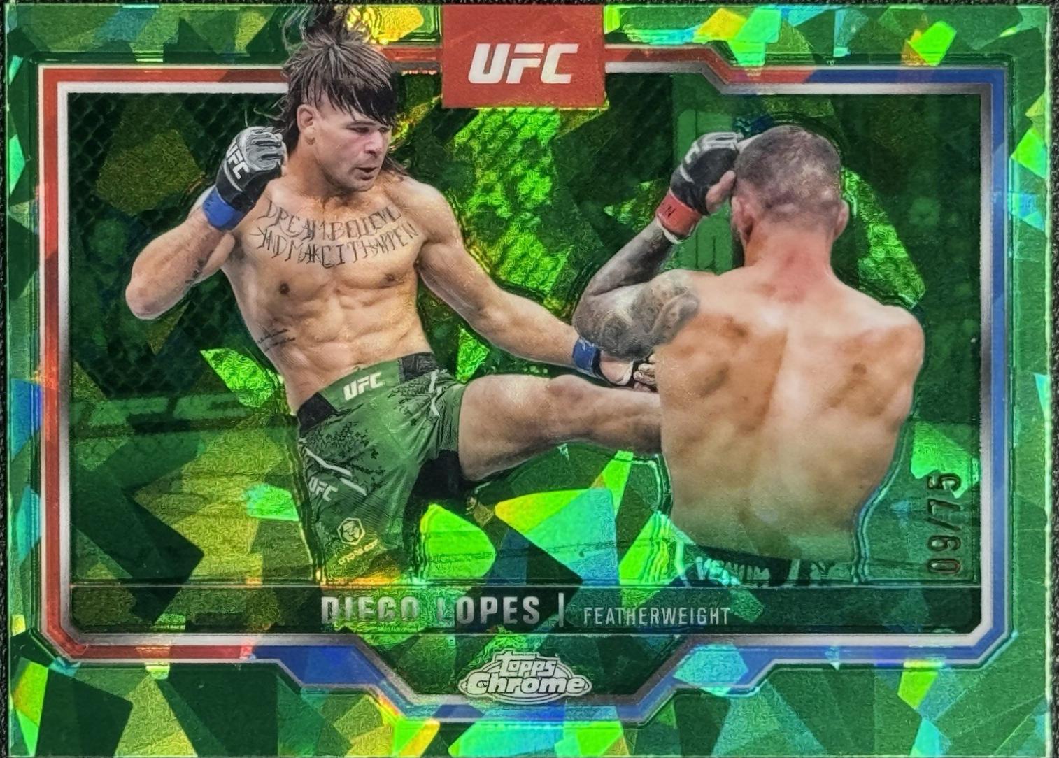 Diego Lopes 2025 Topps Chrome Sapphire UFC Base Sapphire #140 Green Sapphire