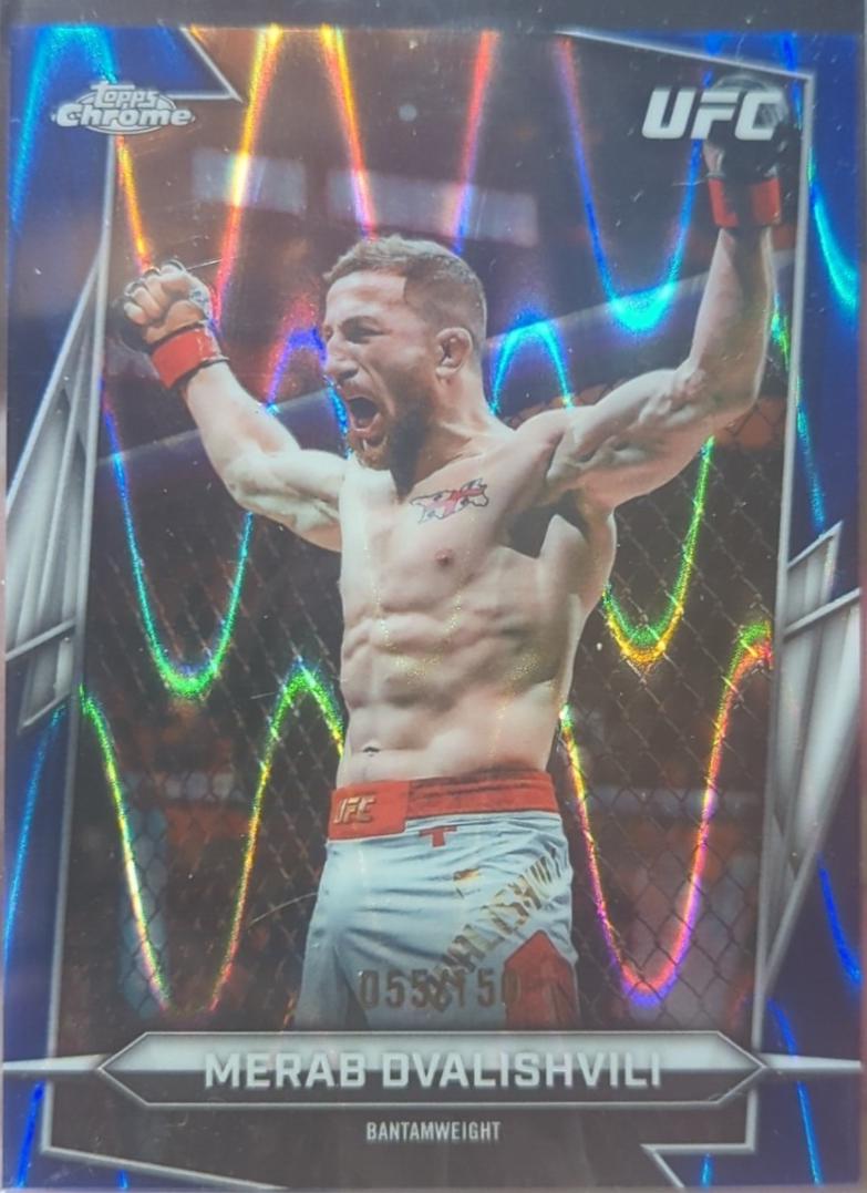 Merab Dvalishvili 2026 Topps Chrome UFC Base #50 Blue Ray Wave Refractor