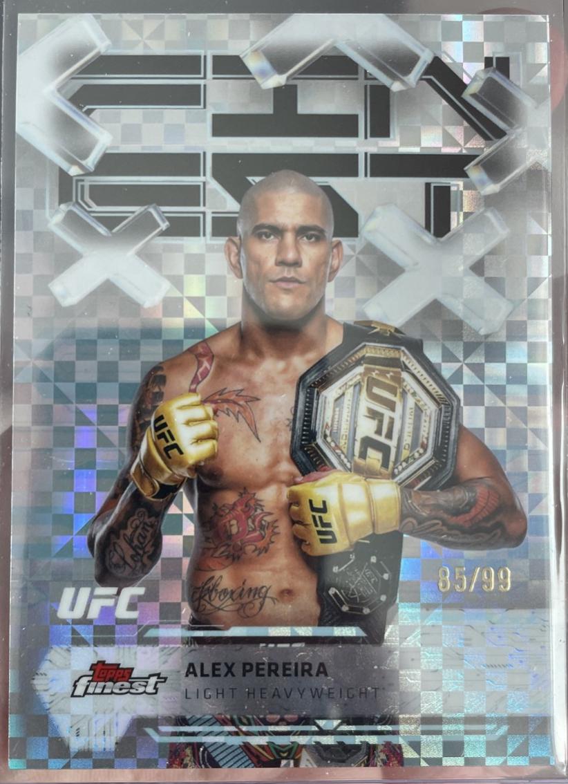 Alex Pereira 2025 Topps Finest UFC Base Common #80 Blue Checkerboard Refractor