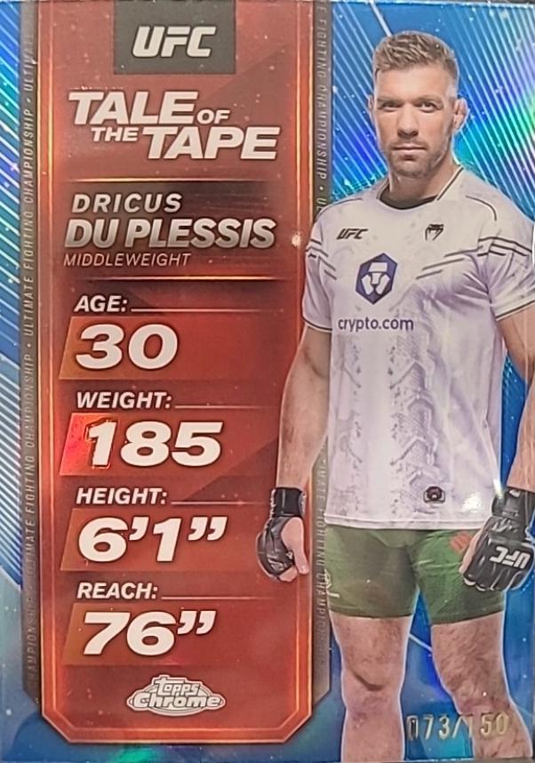 Dricus Du Plessis 2025 Topps Chrome UFC Tale of the Tape #TTT-6 Blue Refractor